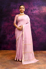 Pure Cotton Saree with Lucknowi Chikankari Embroidery – Dusty Rose Pink