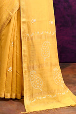 Pure Cotton Saree with Lucknowi Chikankari Embroidery – Mustard Yellow
