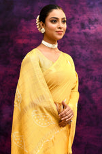 Pure Cotton Saree with Lucknowi Chikankari Embroidery – Mustard Yellow