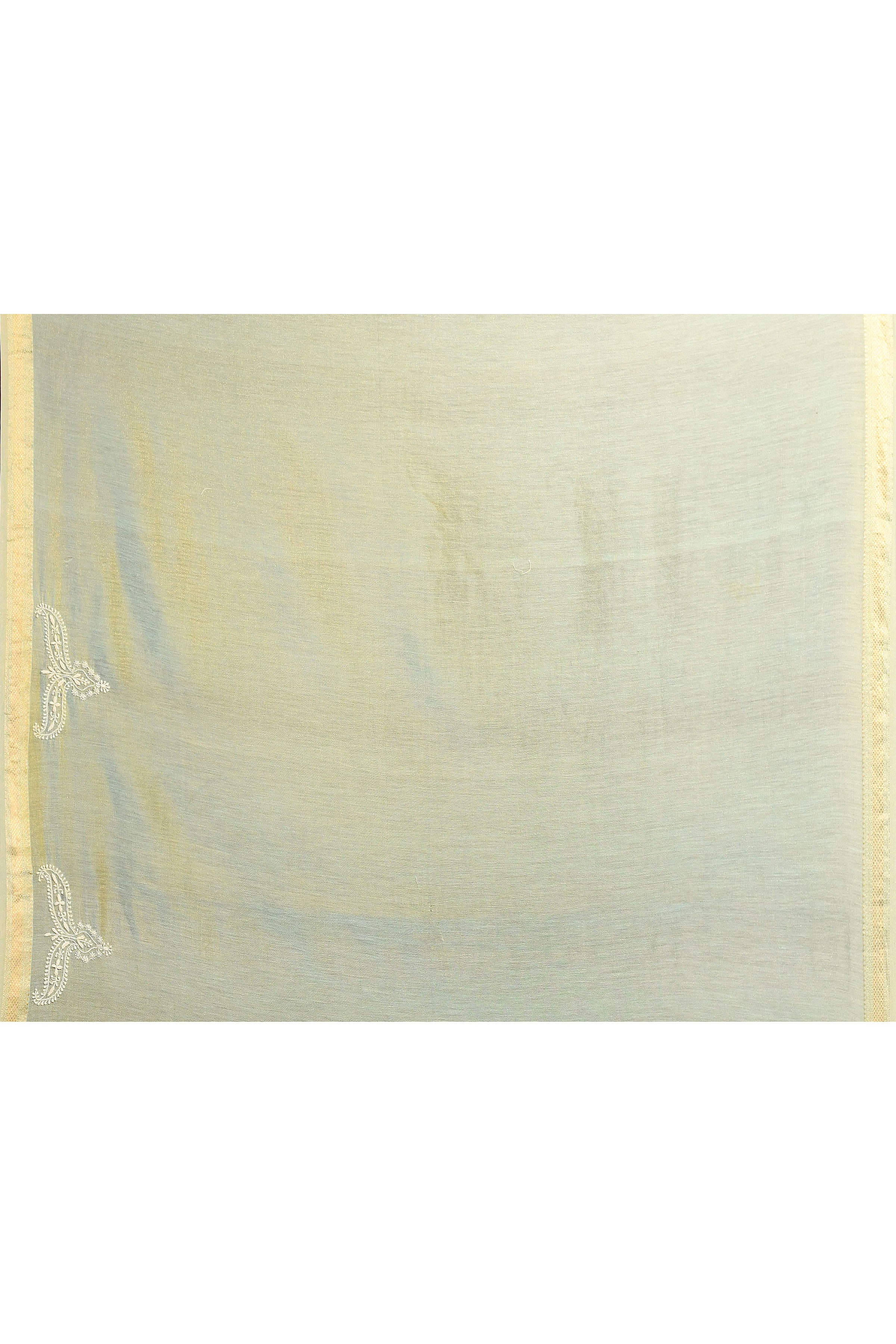 Pure Cotton Saree with Lucknowi Chikankari Embroidery – Mint Green