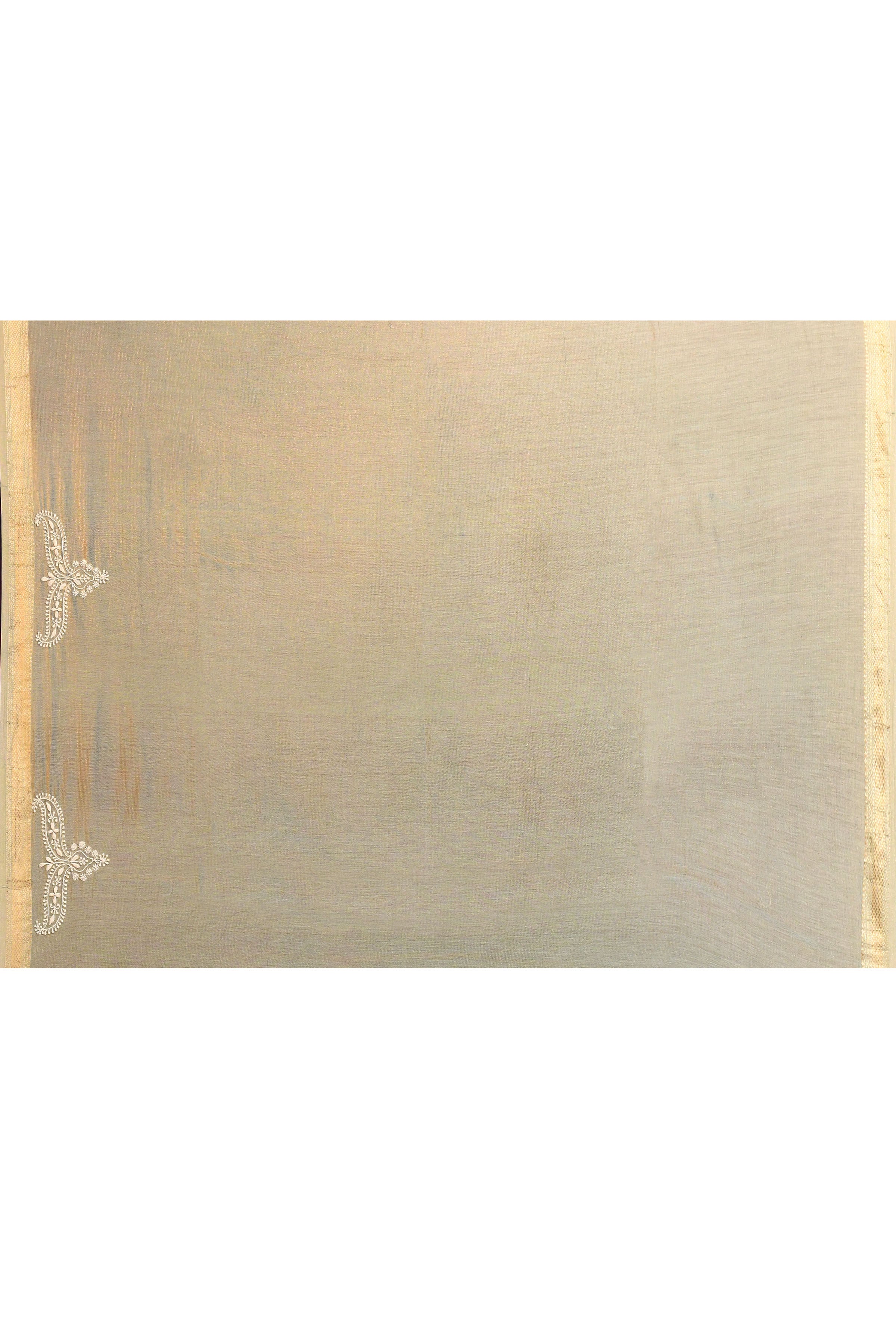 Pure Cotton Saree with Lucknowi Chikankari Embroidery – Sage Green