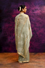 Pure Cotton Saree with Lucknowi Chikankari Embroidery – Sage Green