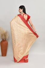 Kota silk saree with banarasi zari work-off white