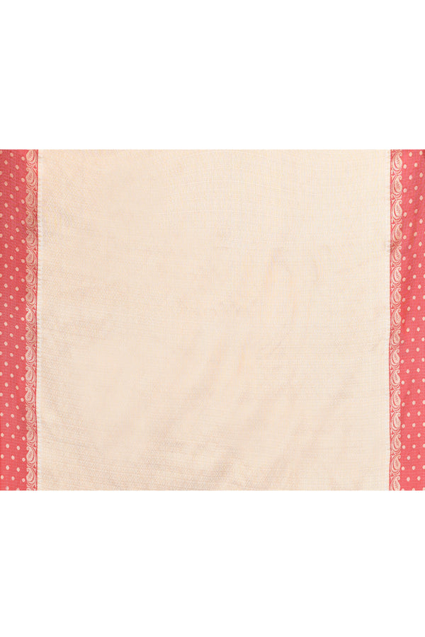 Kota silk saree in off white with banarasi zari work