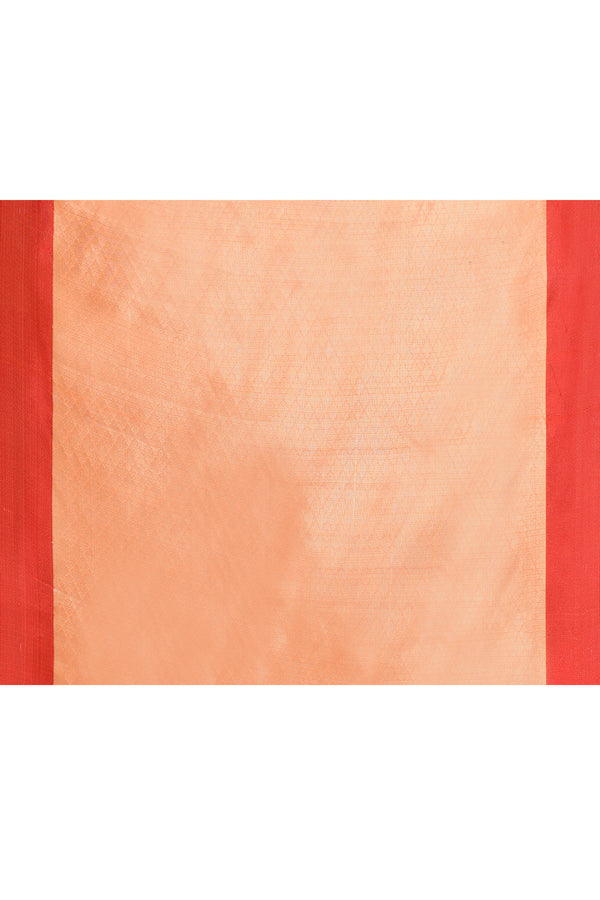 Kota silk saree with banarasi zari work-dark peach