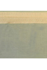 Cotton saree with golden zari banarasi border and motifs Checkered pattern-pista green