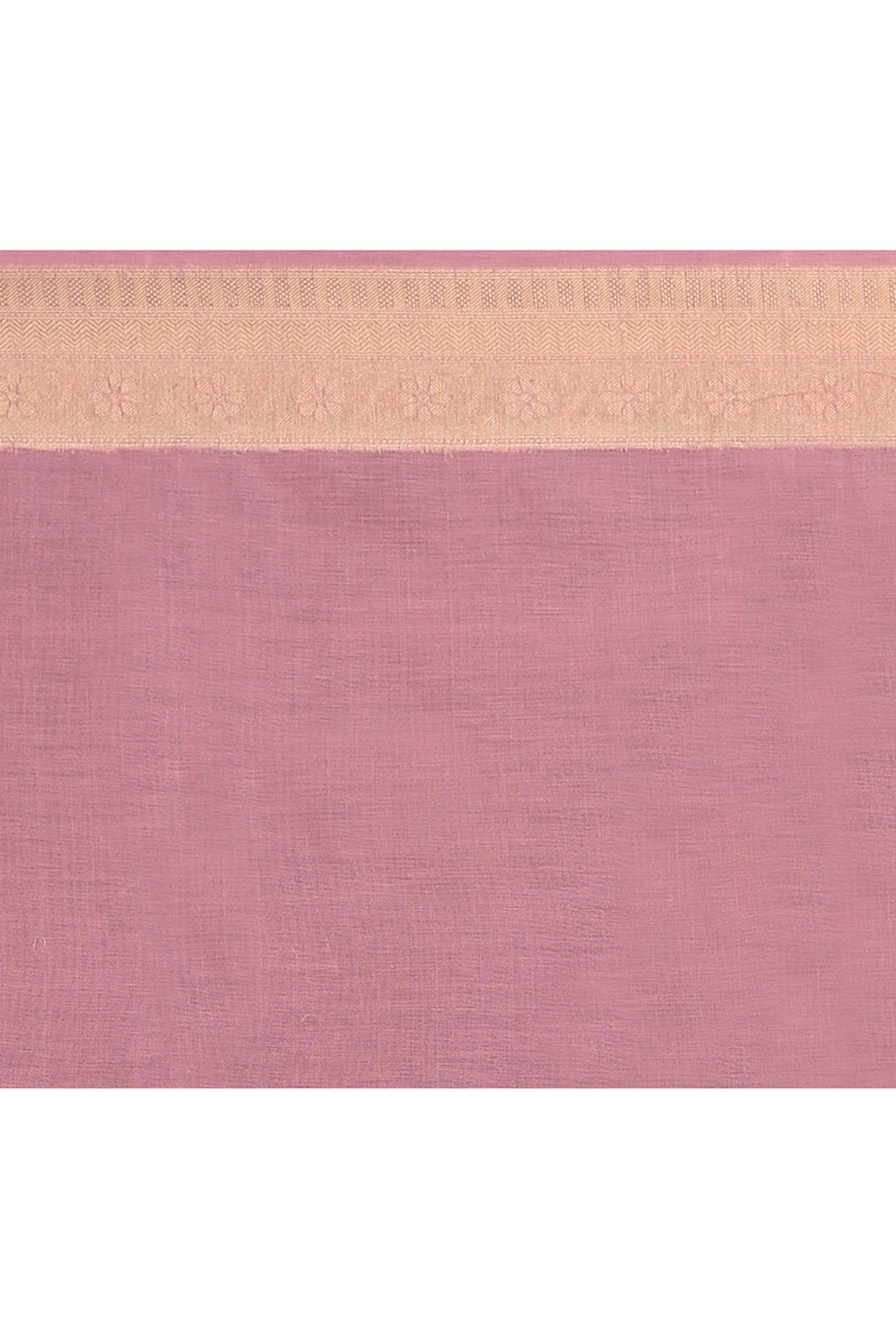 Cotton saree with golden zari banarasi border and motifs checkered pattern-baby pink