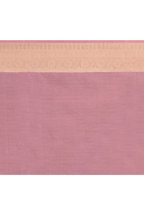 Cotton saree with golden zari banarasi border and motifs checkered pattern-baby pink