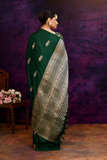 Pure Katan Silk Saree with Zari Buti Motifs – Emerald Green