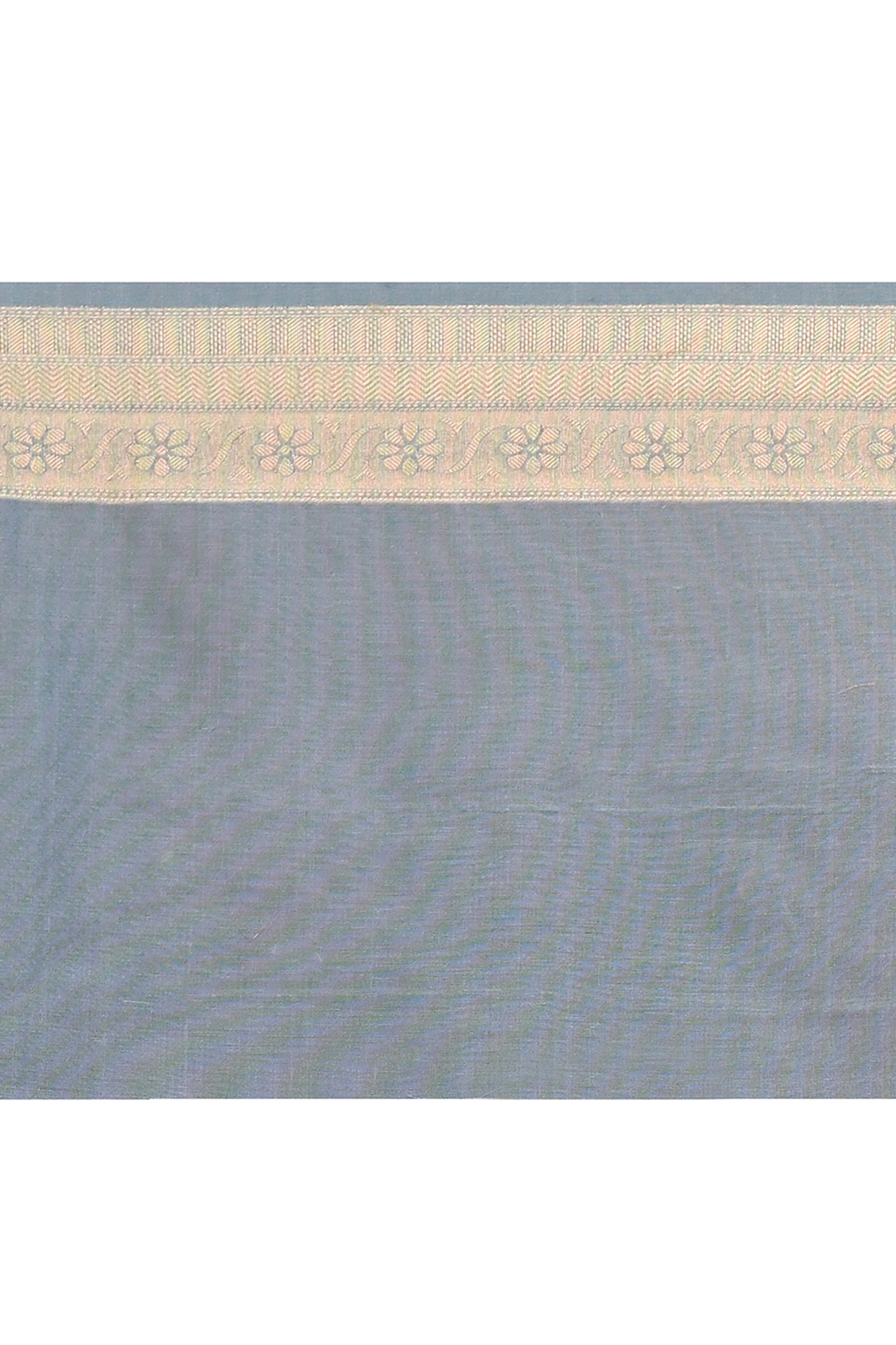 Cotton saree with golden zari banarasi border and motifs Checkered pattern-powder blue