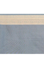 Cotton saree with golden zari banarasi border and motifs Checkered pattern-powder blue