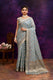 Cotton saree with golden zari banarasi border and motifs Checkered pattern-powder blue