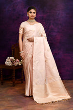 Pure Katan Silk Saree with Zari Buti & Woven Border – Baby Pink