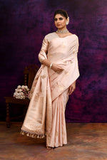 Pure Katan Silk Saree with Zari Buti & Woven Border – Baby Pink