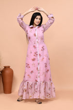 Pure linen floral one piece- Pink