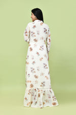 Pure linen floral one piece- Off white