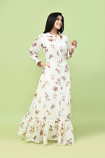 Pure linen floral one piece- Off white