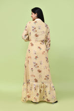 Pure linen floral one piece- Beige