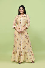 Pure linen floral one piece- Beige