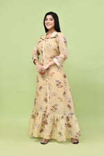 Pure linen floral one piece- Beige