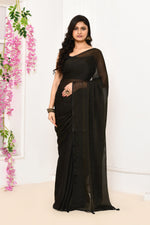 Plain chiffon tissue saree-Black
