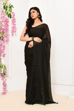 Plain chiffon tissue saree-Black