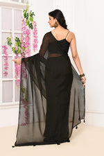 Plain chiffon tissue saree-Black