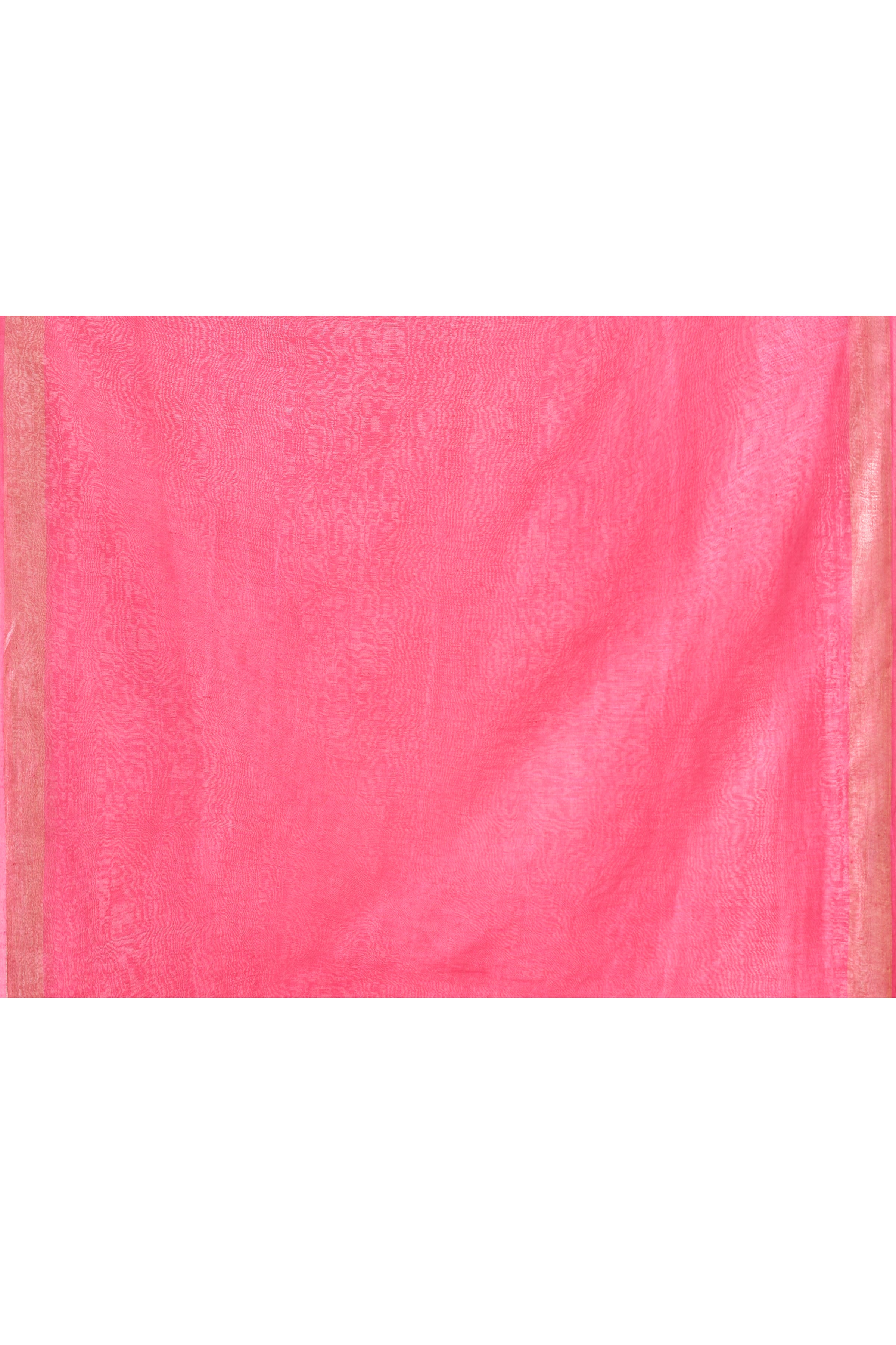 Pure handloom tussar linen saree with woven zari pallu