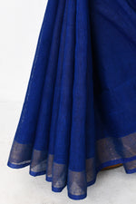 Pure handloom tussar linen saree with woven zari pallu