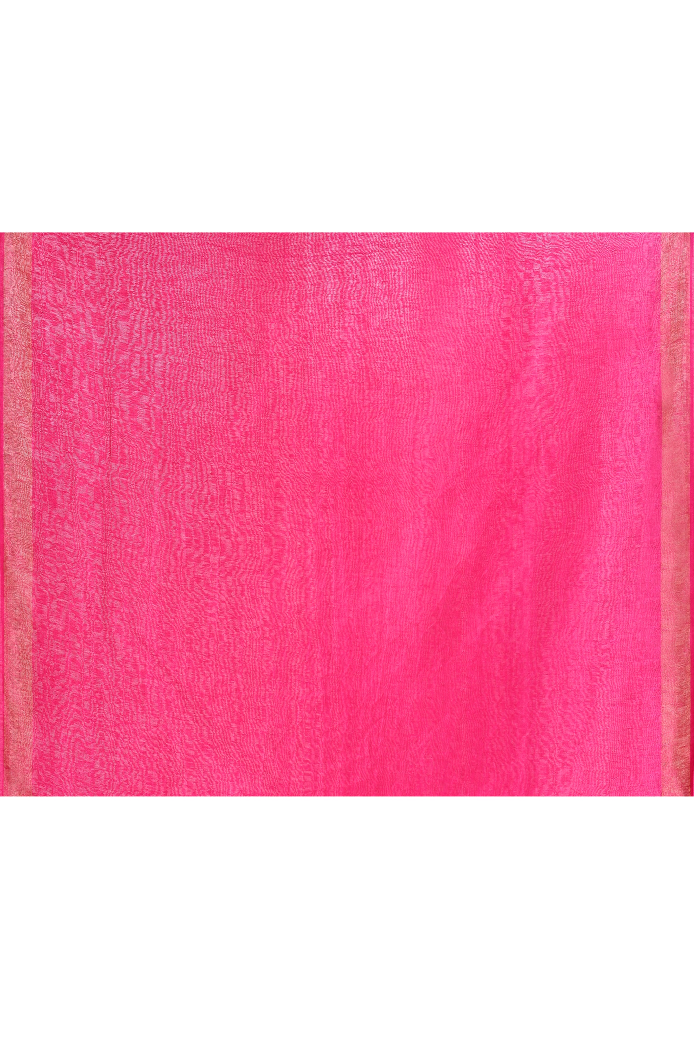 Pure handloom tussar linen saree with woven zari pallu