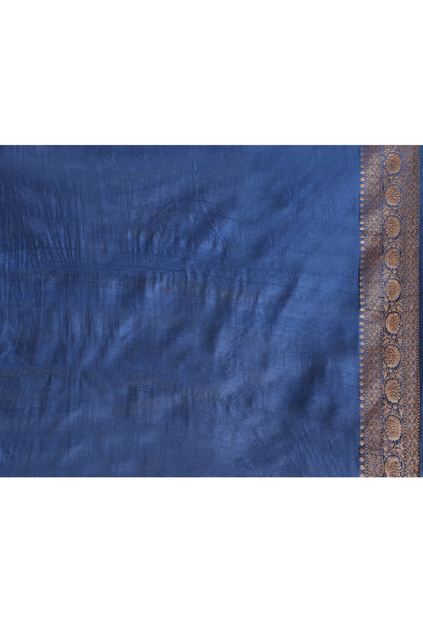Pure tussar silk Banarasi saree with kadwa weaving-Royal blue