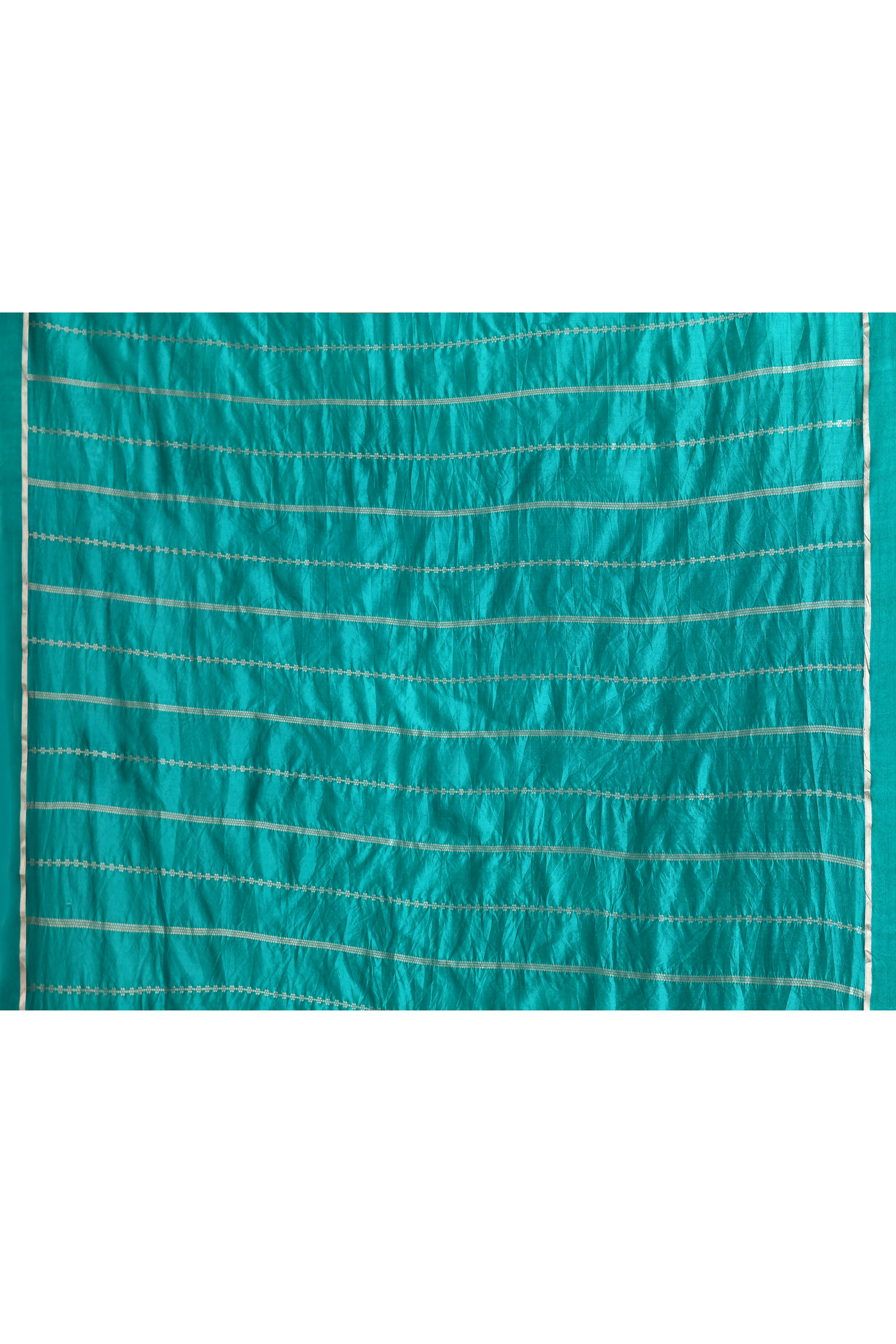 Pure handloom Banarasi katan silk saree with floral pattern kadwa weaving & satin silk border-Emerald green