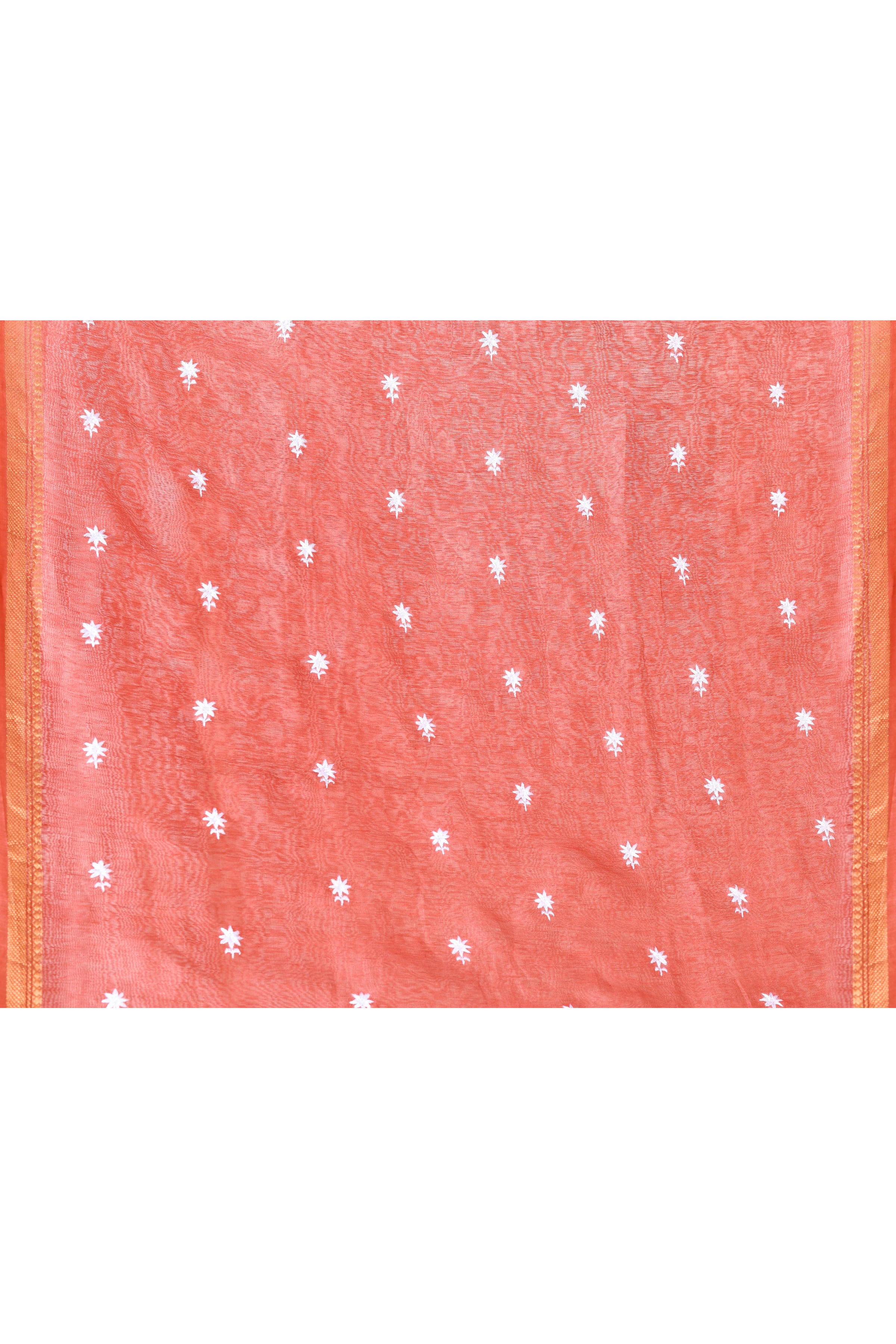 Pure tussar linen handloom saree with floral embroidered blouse