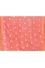 Pure tussar linen handloom saree with floral embroidered blouse