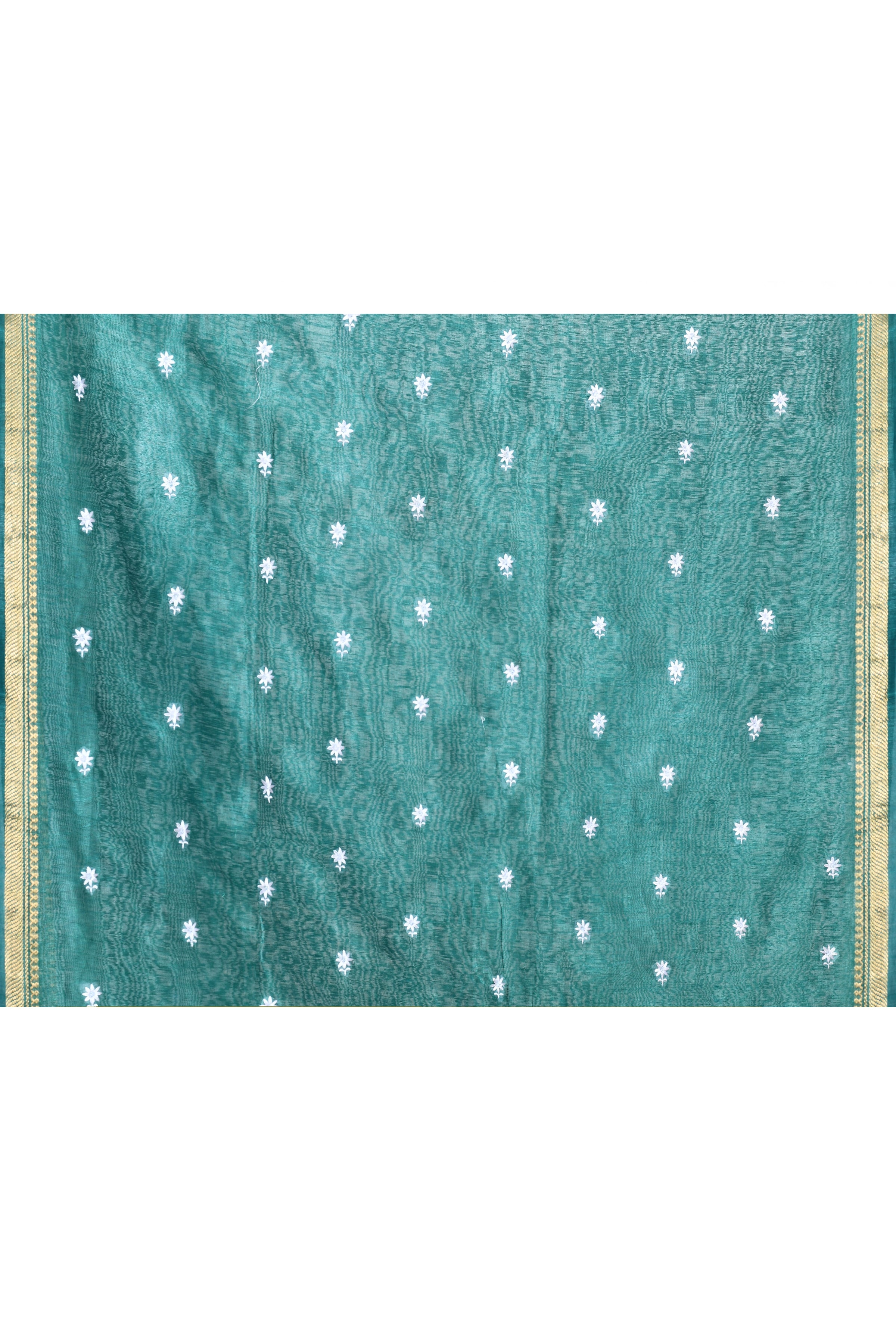 Pure tussar linen handloom saree with floral embroidered blouse