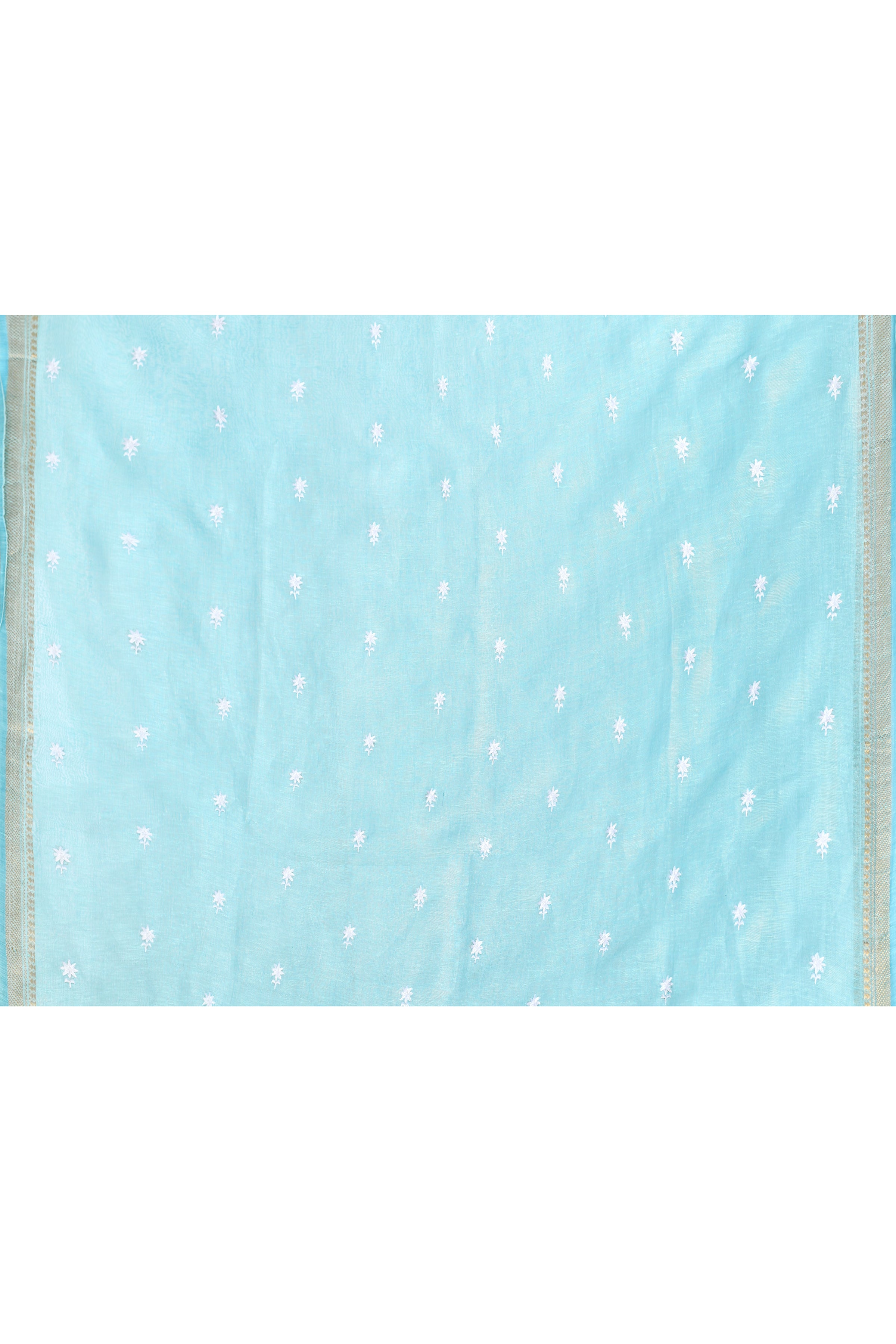 Pure tussar linen handloom saree with floral embroidered blouse
