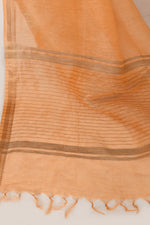 Pure tussar linen handloom saree with floral embroidered blouse