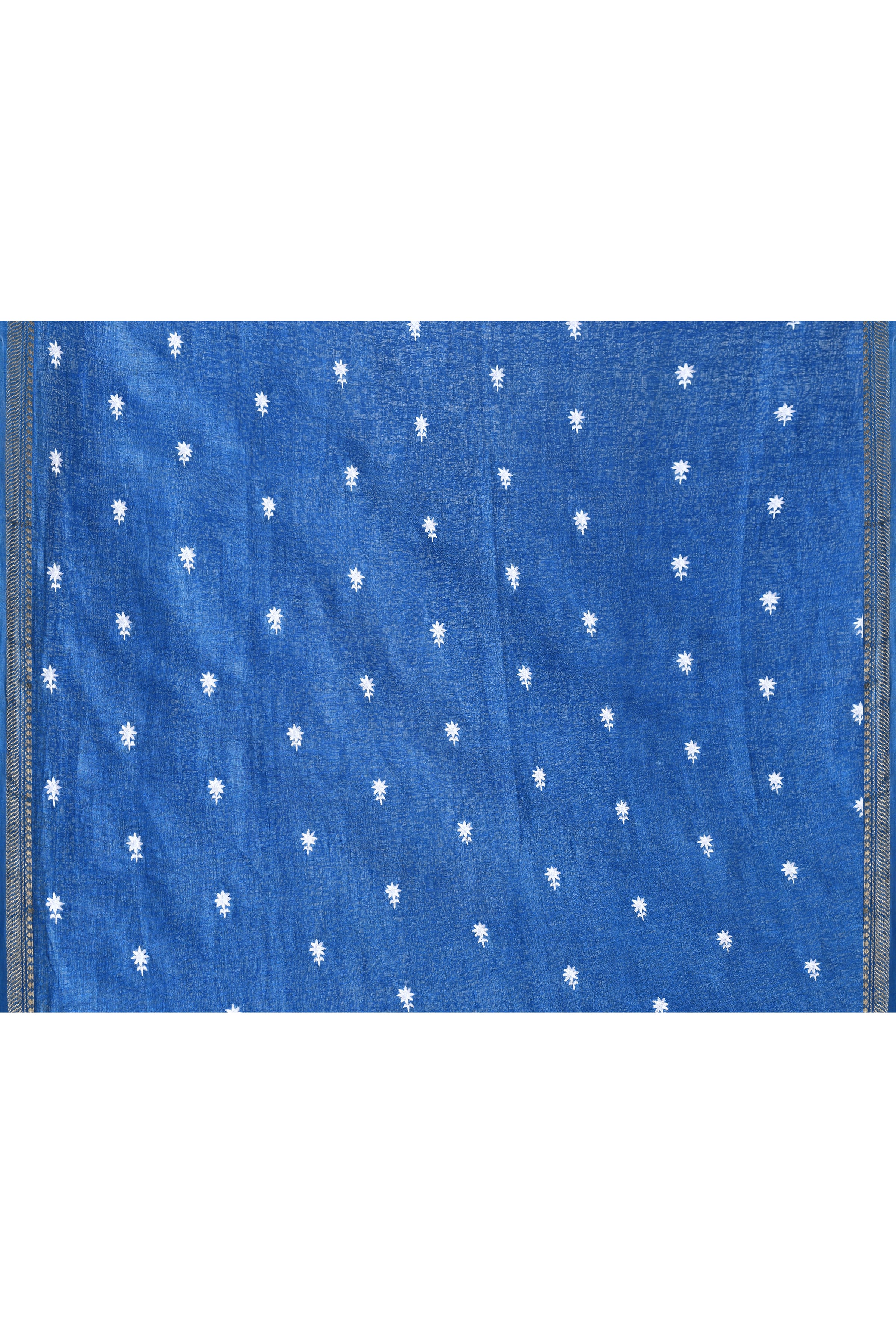 Pure tussar linen handloom saree with floral embroidered blouse