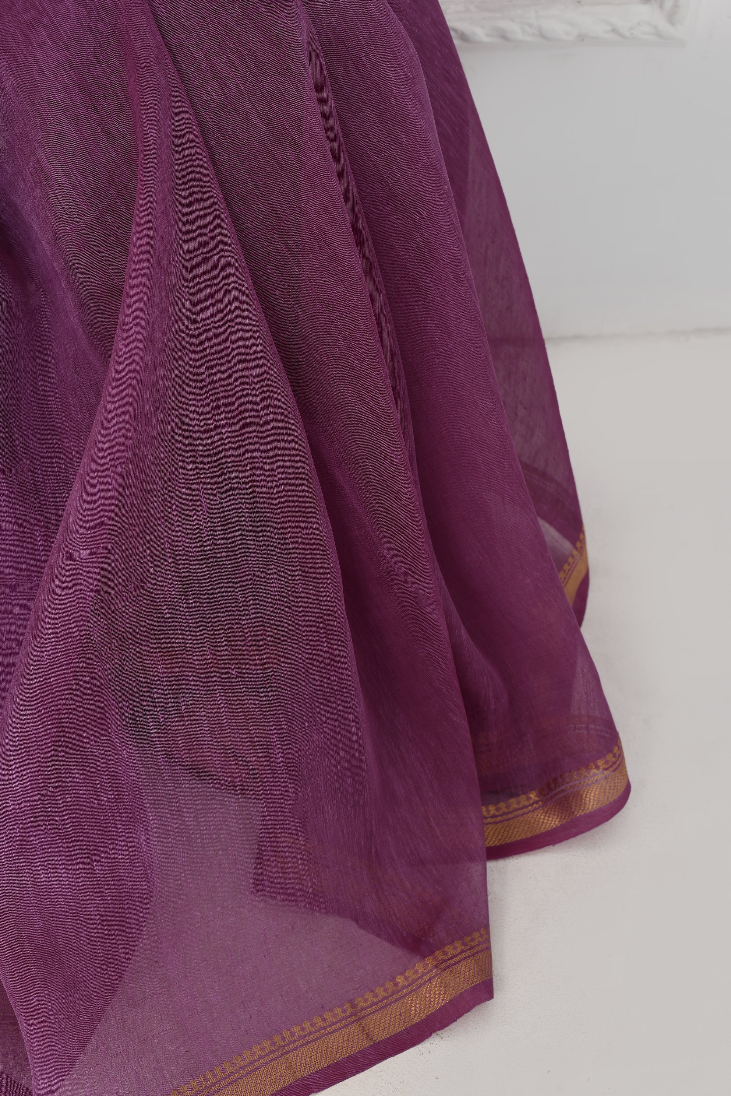 Pure tussar linen handloom saree with floral embroidered blouse