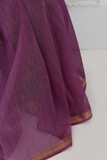 Pure tussar linen handloom saree with floral embroidered blouse