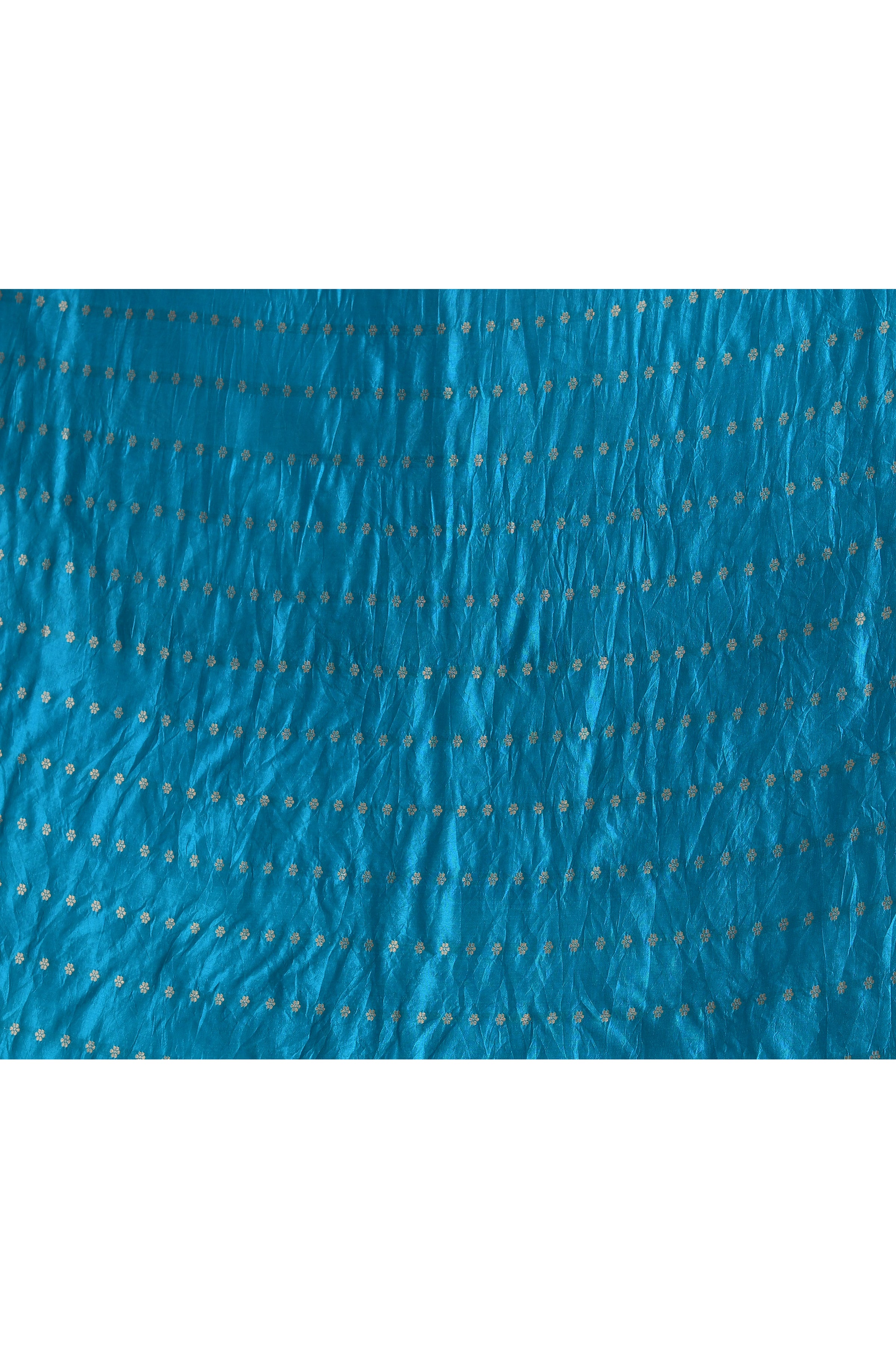 Pure handloom Banarasi katan silk saree with floral pattern kadwa weaving & satin silk border-coppersulphate blue