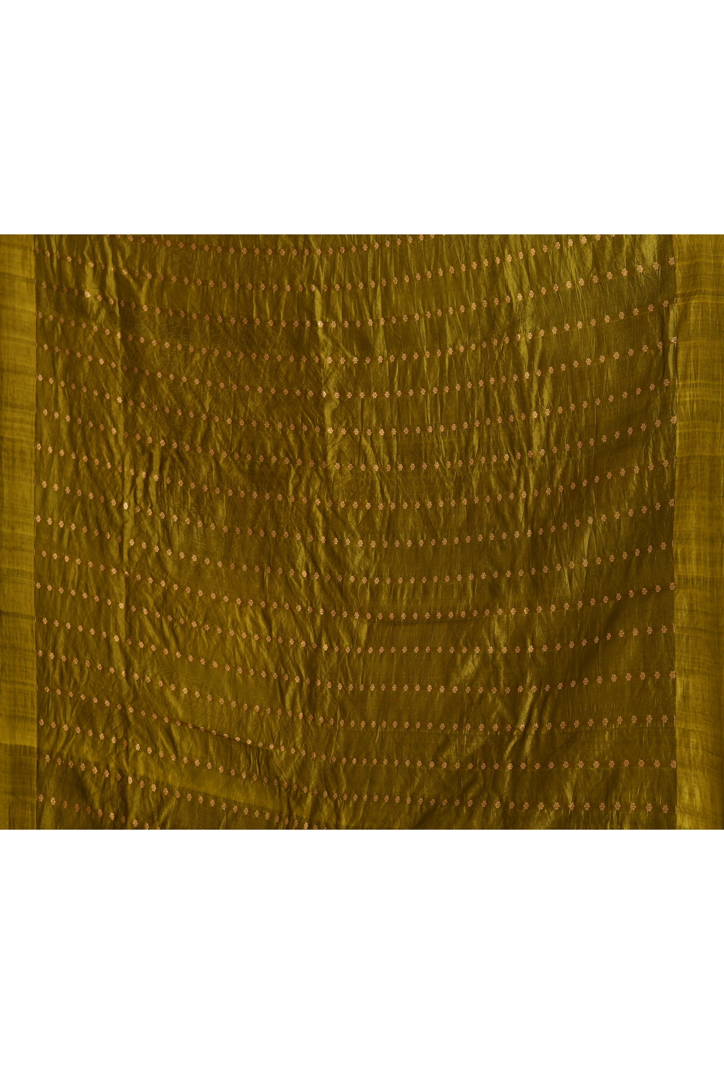 Pure handloom Banarasi katan silk saree with floral pattern kadwa weaving & satin silk border-olive green