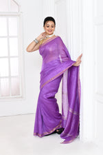 Pure tussar linen handloom saree with floral embroidered blouse