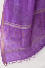 Pure tussar linen handloom saree with floral embroidered blouse