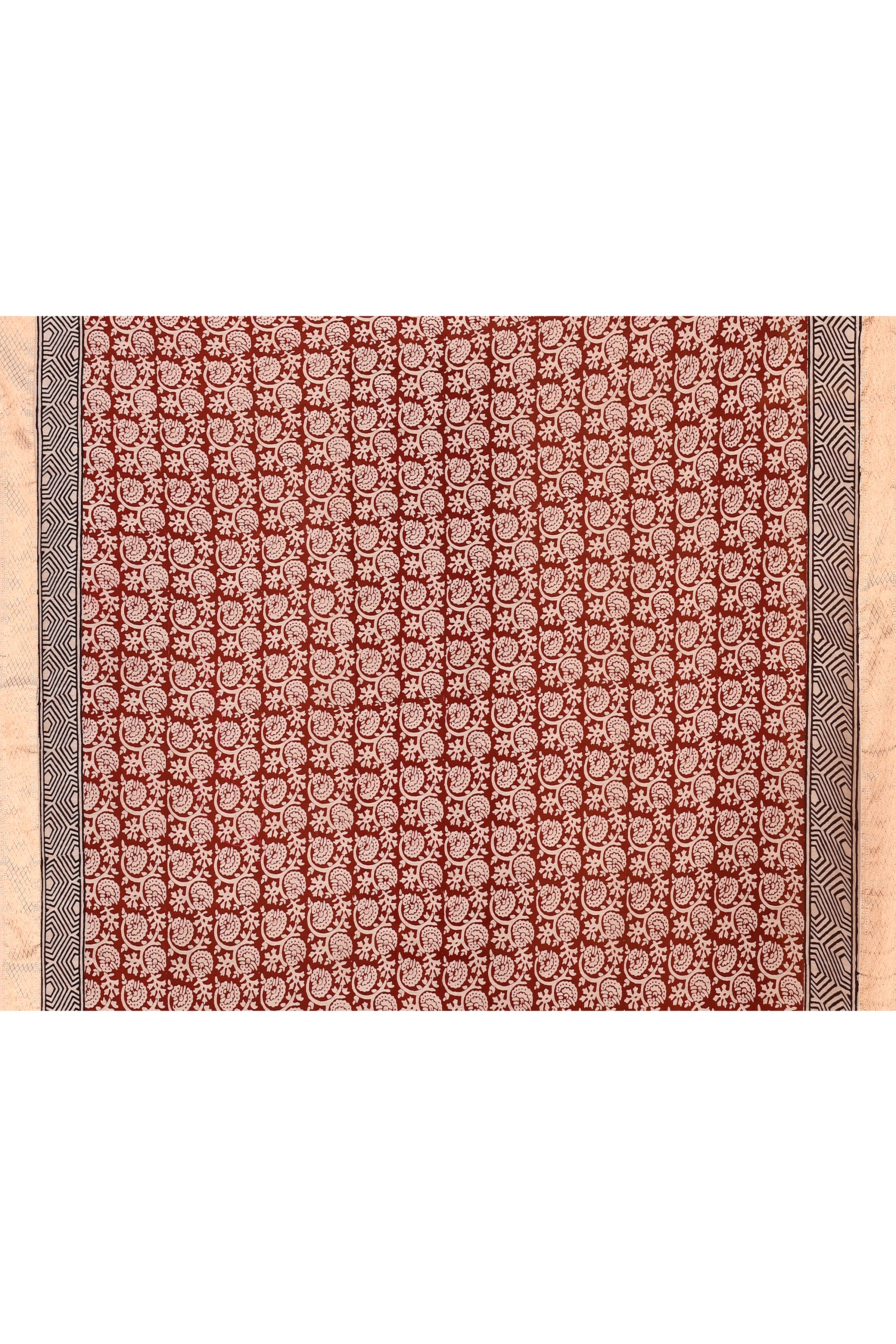 Maheshwari cross border bagh print saree in off-white