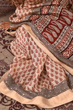 Maheshwari cross border bagh print saree in off-white