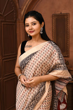 Maheshwari cross border saree with small prints-off white