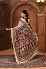 Maheshwari cross border saree with small prints-off white