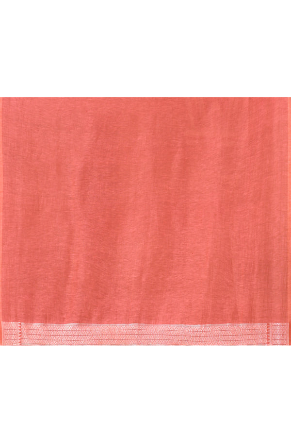 Pure Linen Georgette handloom Banarasi saree with silver zari kadwa weaving-Light Coral
