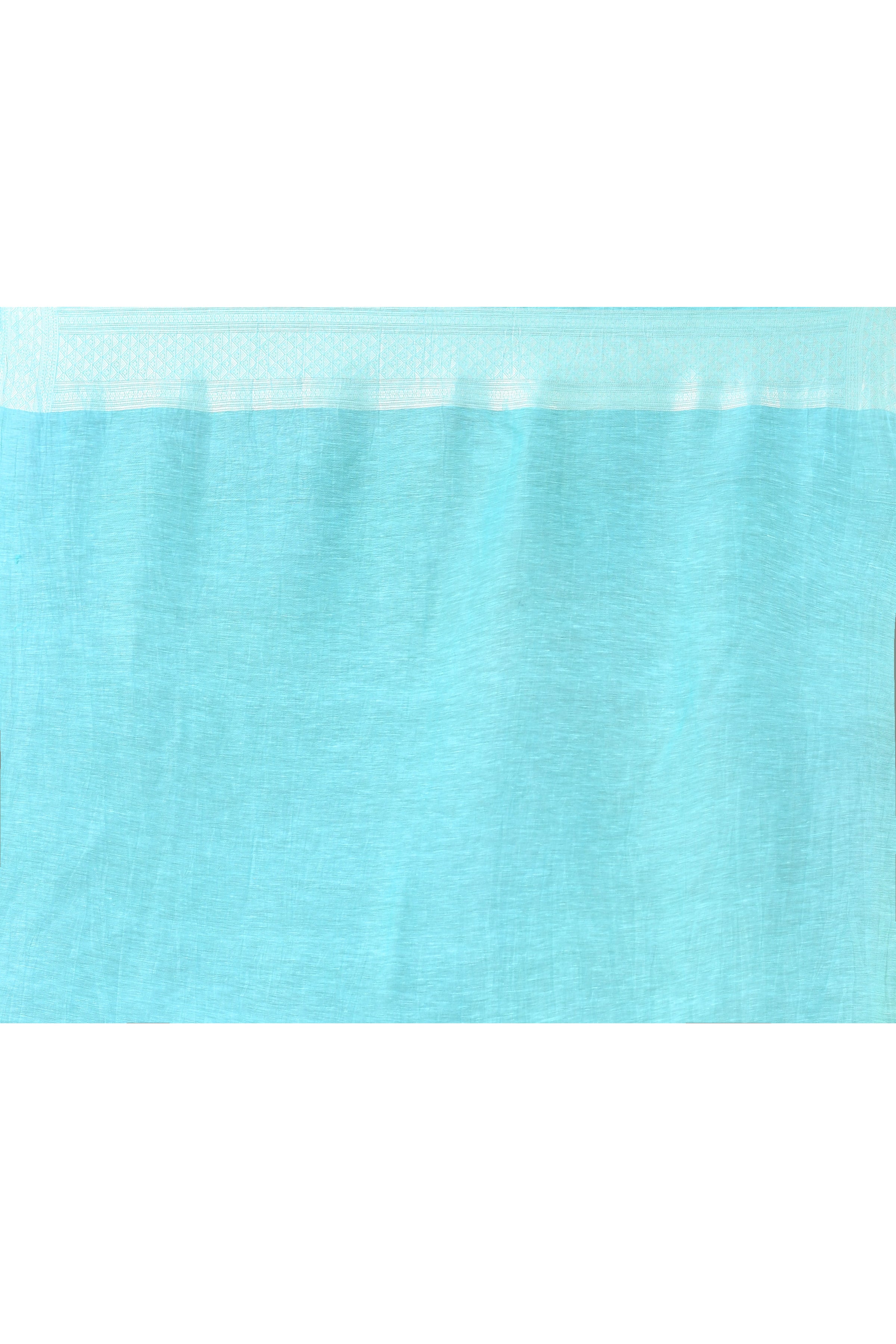 Pure Linen Georgette handloom Banarasi saree with silver zari kadwa weaving-Aqua Blue